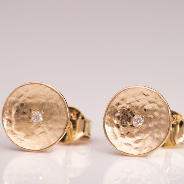 Cercei Disc din Aur 14K cu Diamant