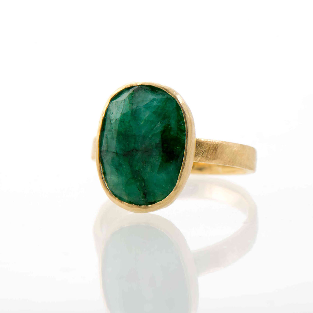 Inel Din Aur Galben 18K Cu Chrome Diopside