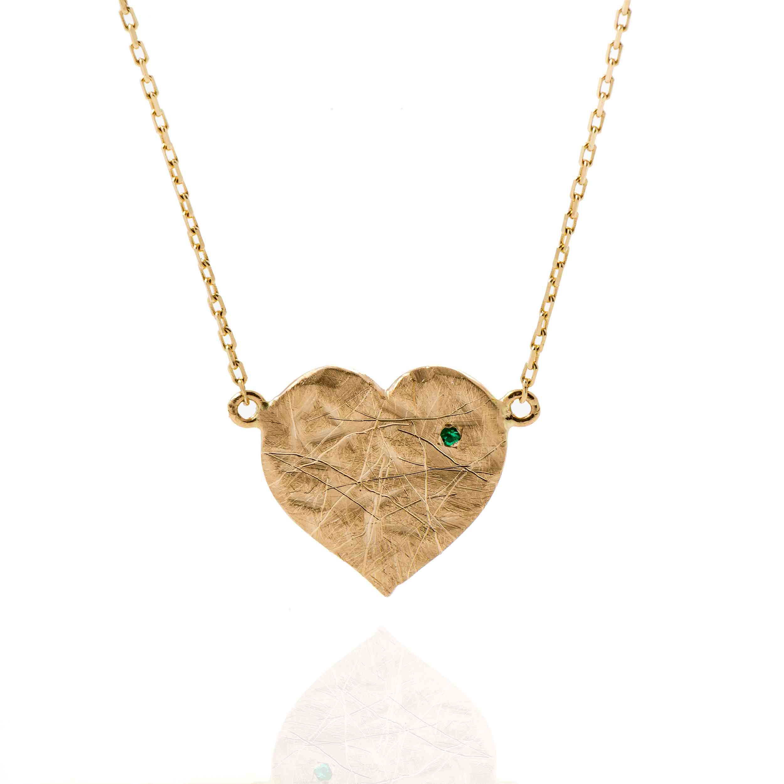 14K Yellow Gold Necklace with Natural Emerald | Handcrafted in