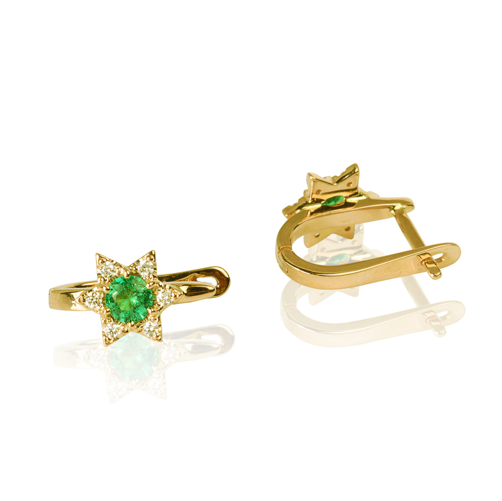 18K Yellow Gold Earrings with Emeralds