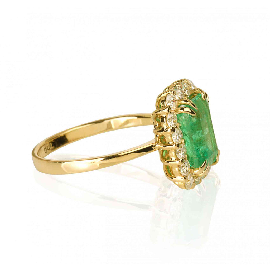 18k Yellow Gold Emerald And Diamond Ring ZJ220