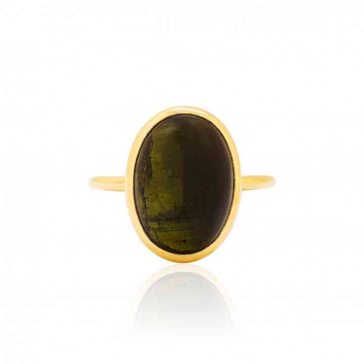 Inel din Aur Galben de 18K cu Turmalină Neagră