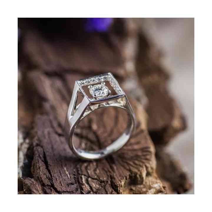 Inel de logodna din Aur Alb 18K și Diamante