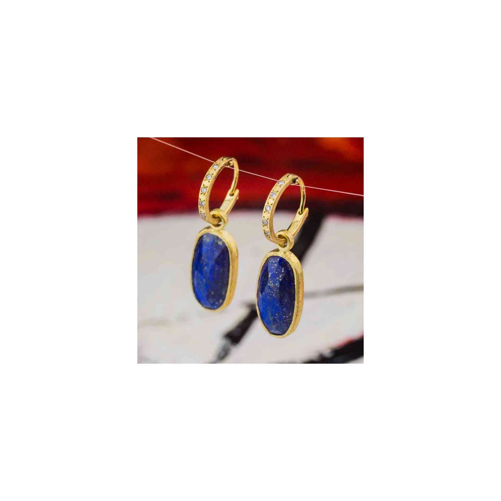 Cercei Aur 18K cu Lapis Lazuli și Diamante