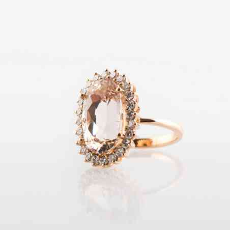 Inel din aur roz 18K cu Morganit și Diamante