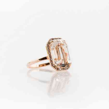 Inel din aur roz 18K cu Topaz natural și Diamante