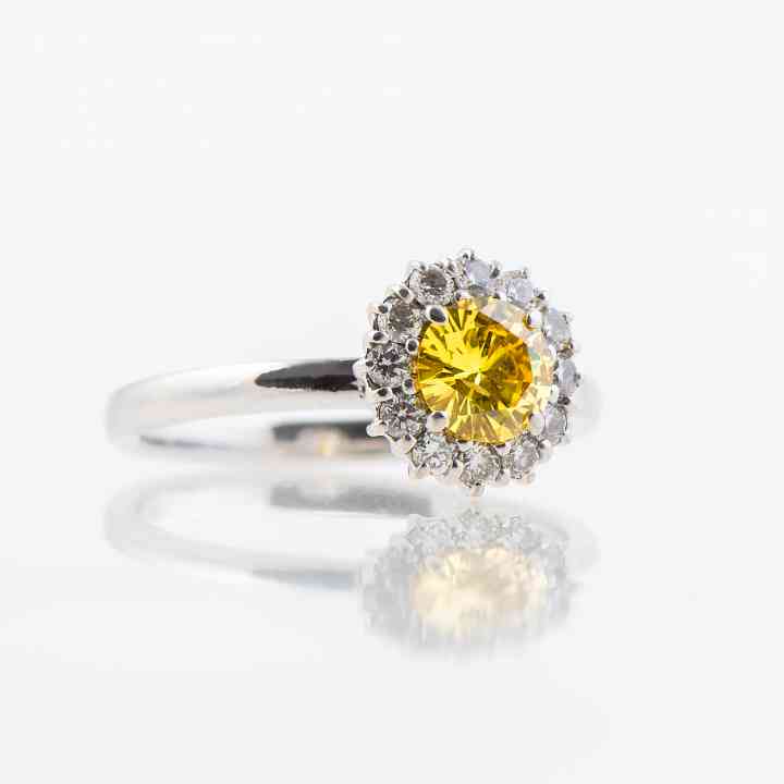 Inel din aur alb 18K cu Diamant Yellow Fancy