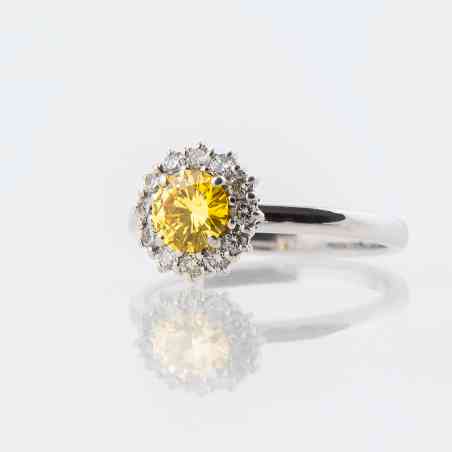 Inel din aur alb 18K cu Diamant Yellow Fancy