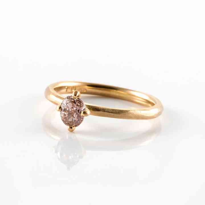 Inel de logodna din aur roz 18K cu Diamant Natural Roz