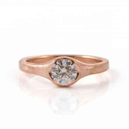 Inel de logodna din aur roz 18K cu diamant natural, custom made