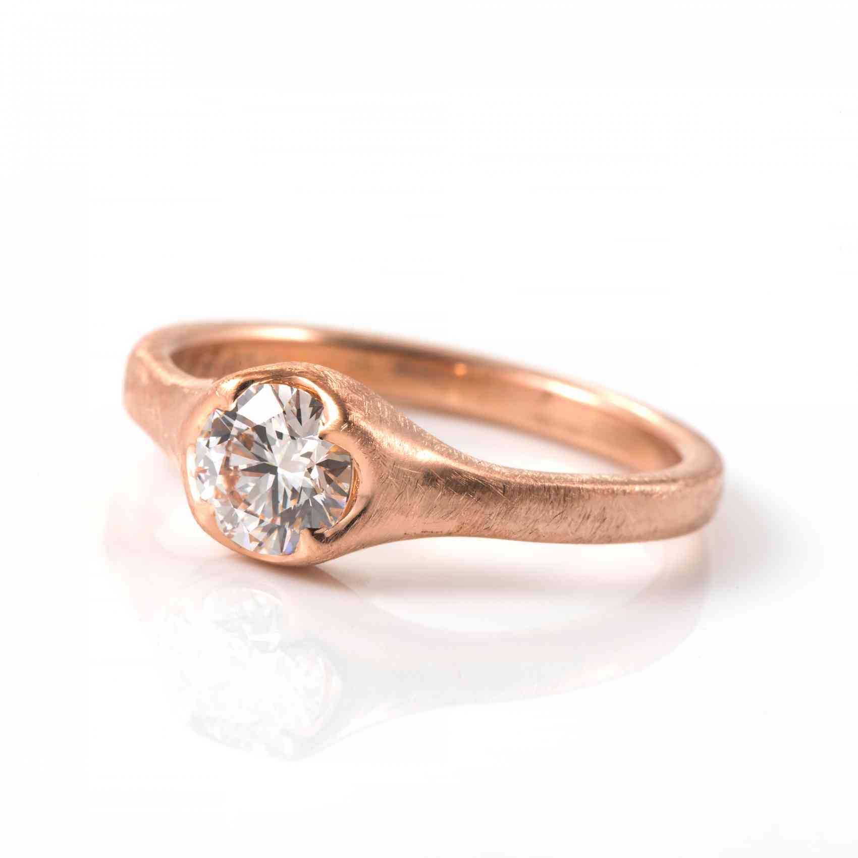 Inel de logodna din aur roz 18K cu diamant natural, custom made