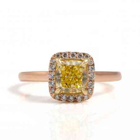 Inel De Logodna Din Aur Roz 18k Cu Diamant Yellow Fancy