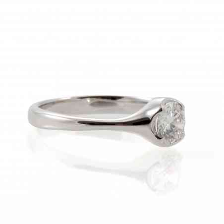 Inel de logodna din aur alb 18K cu diamant natural