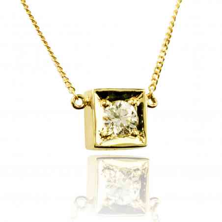 Colier Din Aur GAlben 14K Cu Diamant Natural