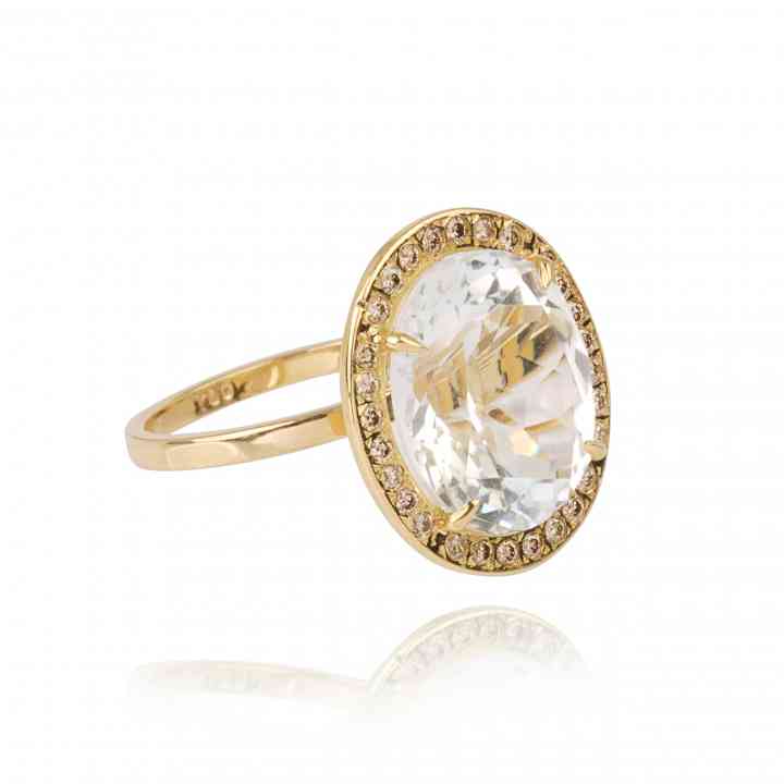 Inel Logodnă Din Aur Galben 18K Cu Diamante Naturale