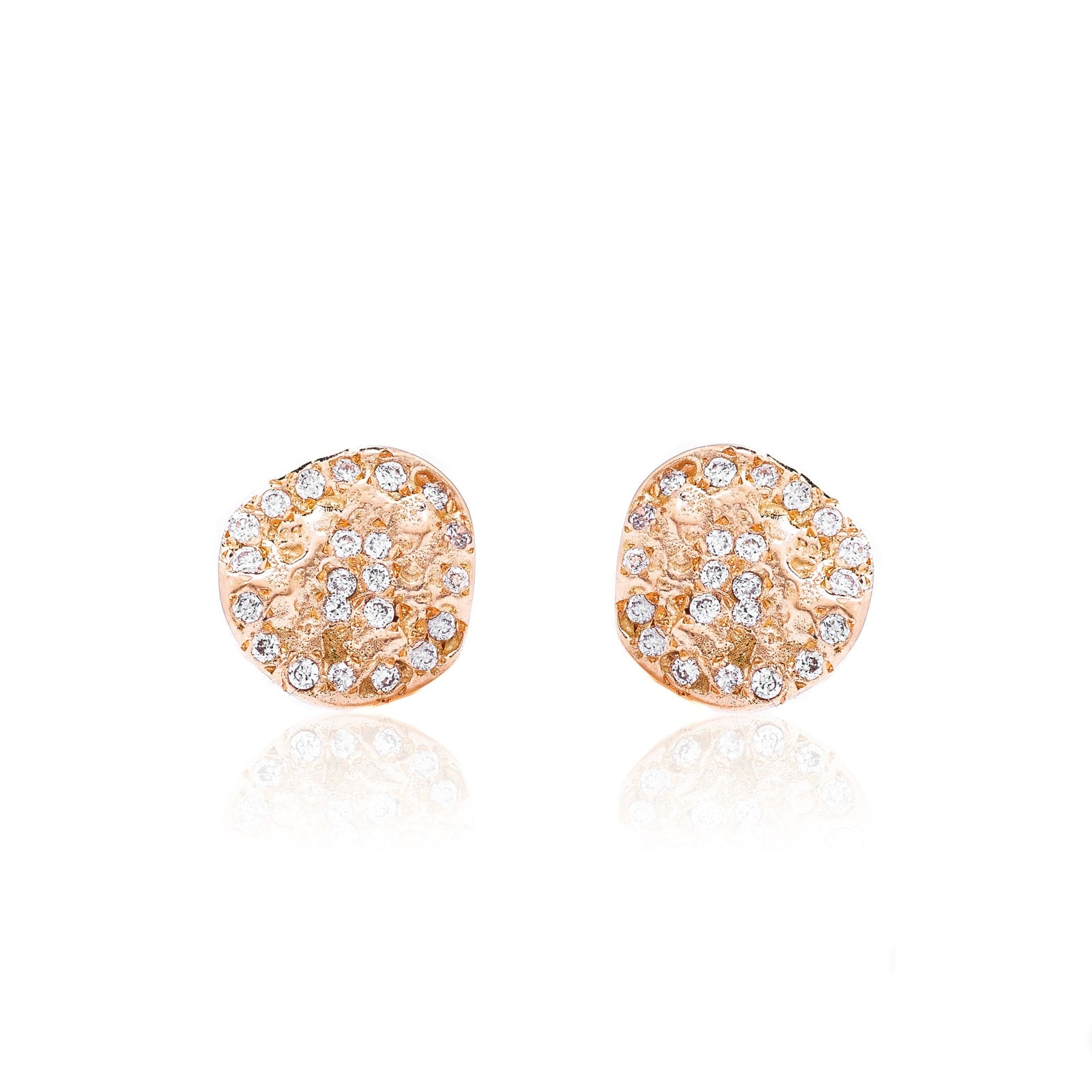 Cercei din Aur Roz de 14K cu Diamante