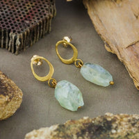 Cercei Aur 18K Acvamarin brut