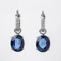 Cercei Aur Alb 14K cu Safir si Diamante