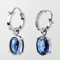 Cercei Aur Alb 14K cu Safir si Diamante