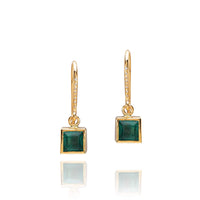Cercei din Aur Galben 18 K cu Smarald si Diamante