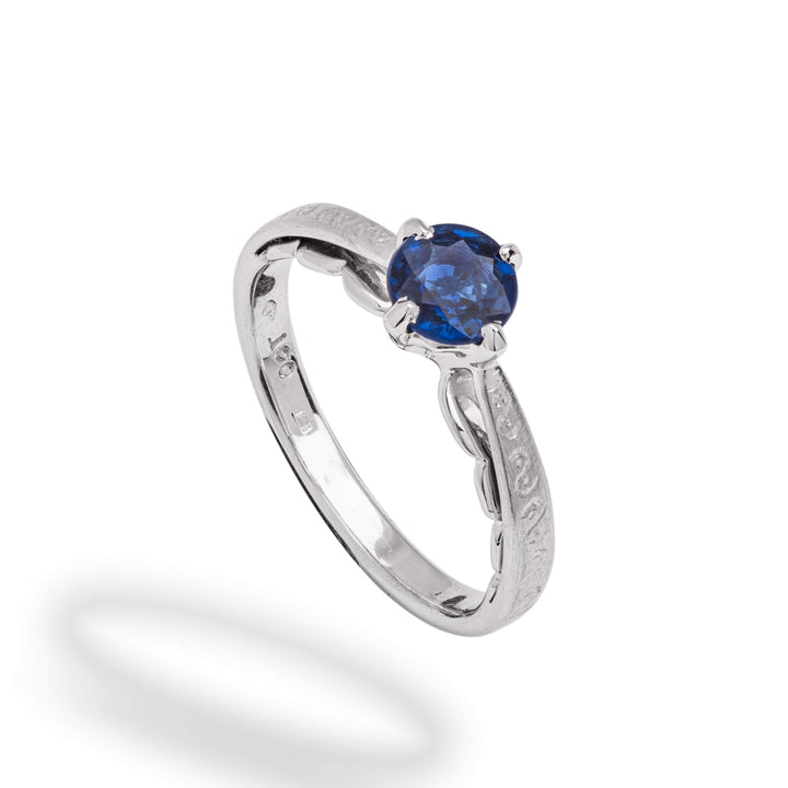 18K White Gold Engagement Ring with Sapphire