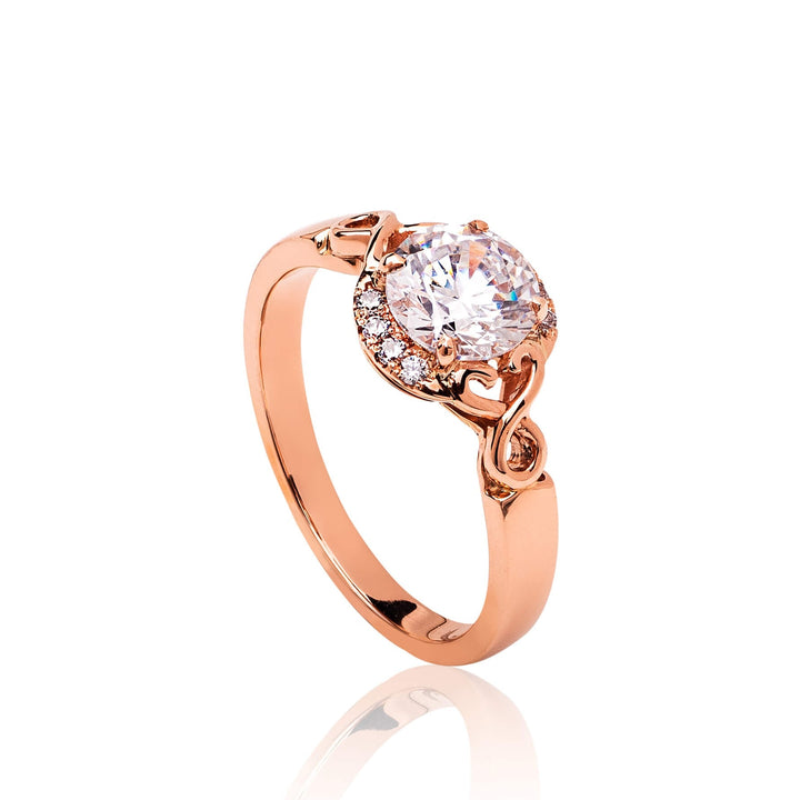 18K Rose Gold Engagement Ring with Diamonds