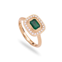 Inel din Aur Galben 18K cu Smarald si Diamante