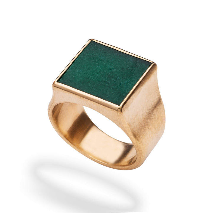 18K Yellow Gold Ring with Aventurine