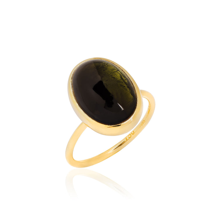 18K Yellow Gold Ring with Black Tourmaline