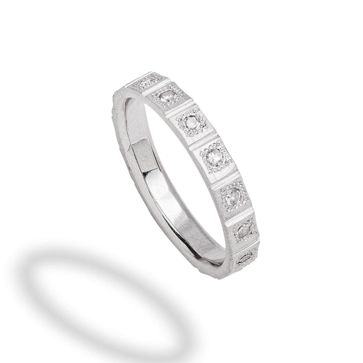 14K White Gold Ring with Diamonds