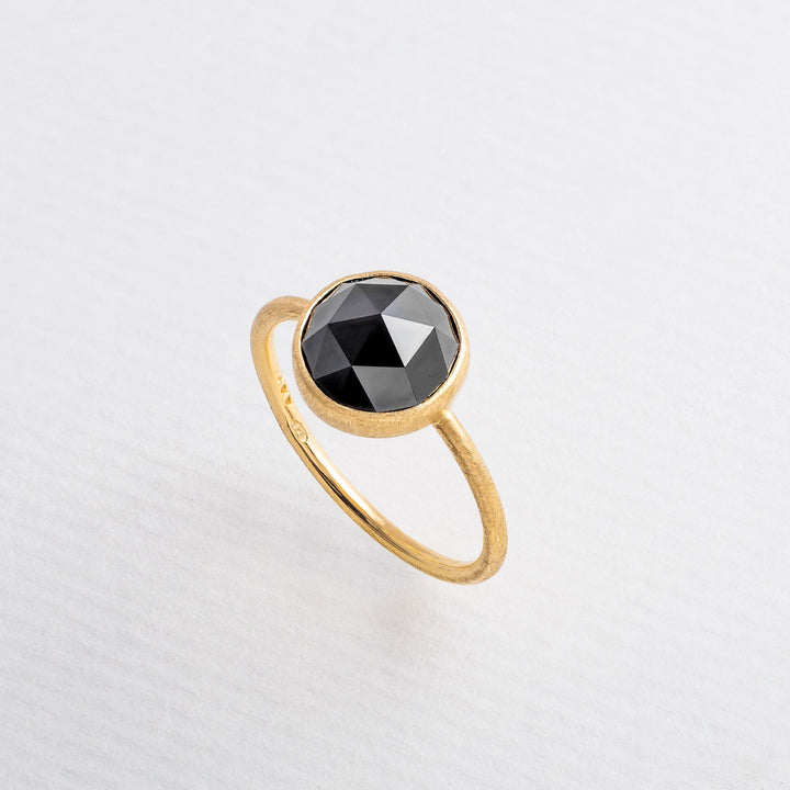 18K Yellow Gold Ring with Black Diamond