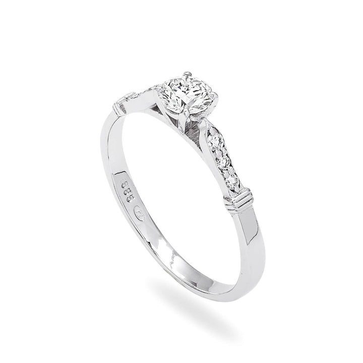 14K White Gold Engagement Ring with Diamonds