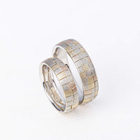 Set Verighete Matt din Aur Alb, Roz si Galben 14K