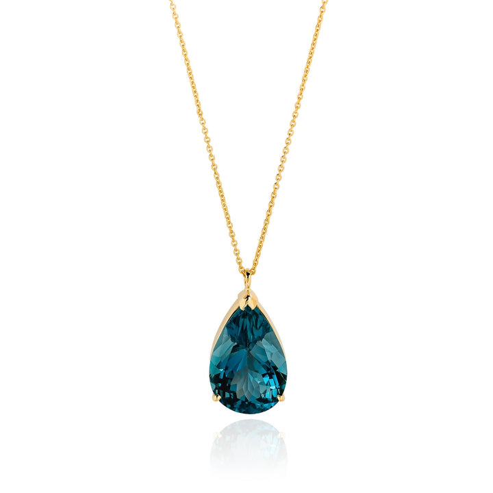 14K Yellow Gold Necklace with London Topaz