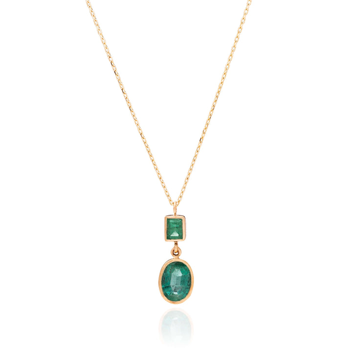 14K Yellow Gold Necklace with Emeralds