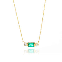 Colier din Aur Galben 18K cu Smarald si Diamante
