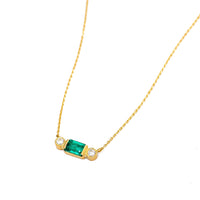 Colier din Aur Galben 18K cu Smarald si Diamante