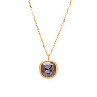 Colier Aur Galben 18K cu Diamant Brut Negru