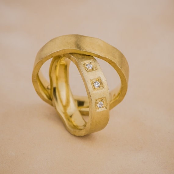 Set Verighete "SIGAL" Aur 14K cu Diamante