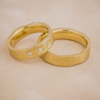 Set Verighete Șigal Aur 14K cu Diamante