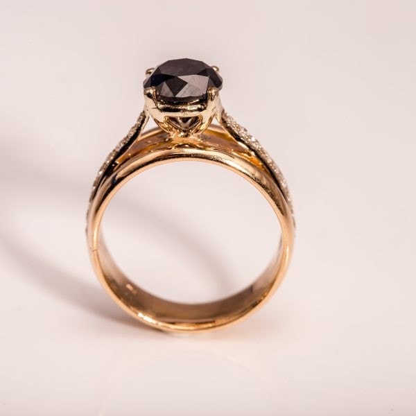 14K Gold and Rose Gold and Diamond Engagement Ring