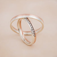 Set Verighete Tamy din Aur Alb și Roz 14K cu Diamante