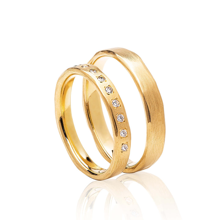 Set Verighete "VENEZIA" din Aur Galben 14K cu Diamante