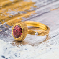 Inel din Aur Galben 18K cu Turmalină si Diamant