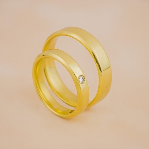 Set Verighete Agame din Aur 14K cu Diamant Alb