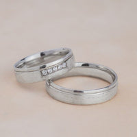 Set Verighete Lior din Aur Alb 14K cu Diamante