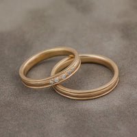 Set Verighete Meta din Aur 14K cu Diamante