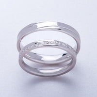 Set Verighete Mihaela din Aur Alb 14K cu Diamante