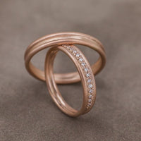 Set Verighete Mihaela One din Aur Roz 14K și Diamante