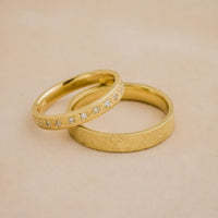 Set Verighete Wide din Aur 14k și Diamante